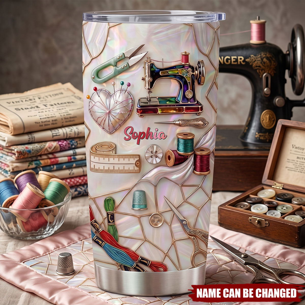 Sewing Is My Therapy Stainless Steel Tumbler, Gift For Sewing Lovers