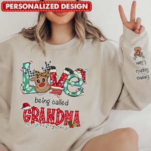 Christmas Reindeer Grandma Personalized 2D Sweatshirt Sleeve Custom