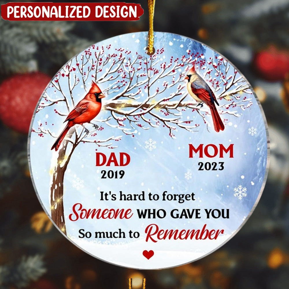 Memorial Cardinal It's Hard To Forget Circle Ornament