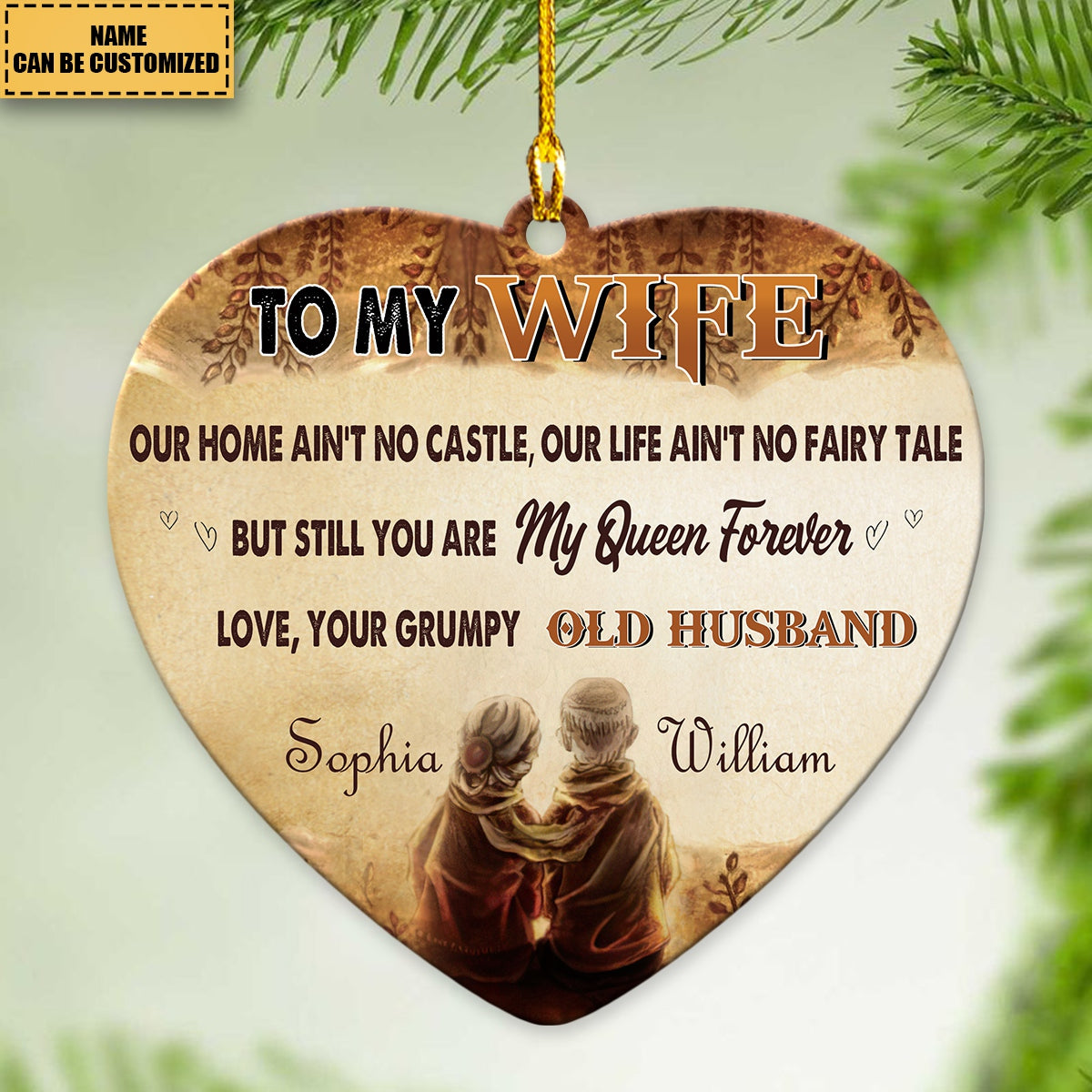 To My Wife, You Are My Queen Forever - Couple Personalized Heart Acrylic Ornament
