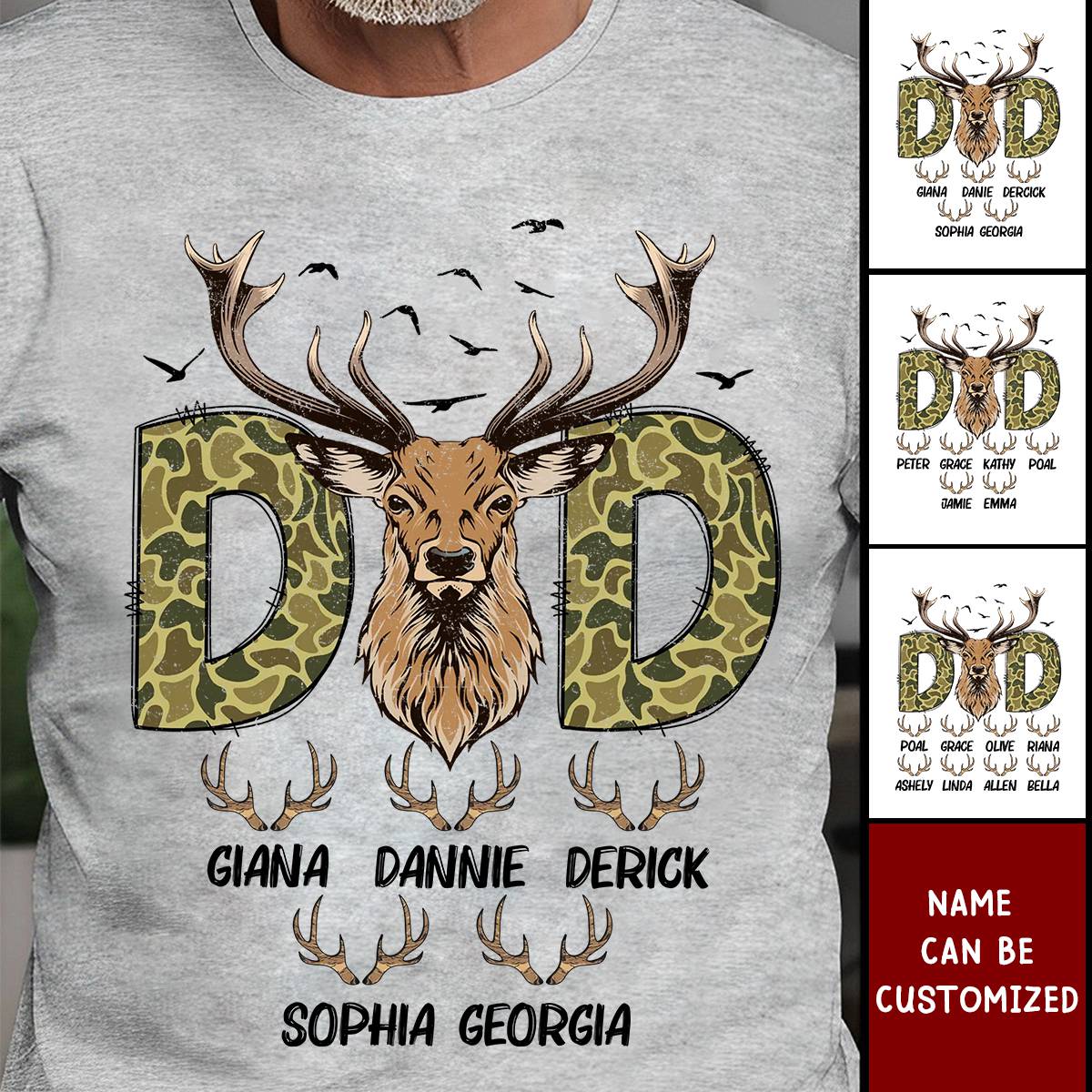 Deer Dad Hunting Camouflage Personalized T-shirt