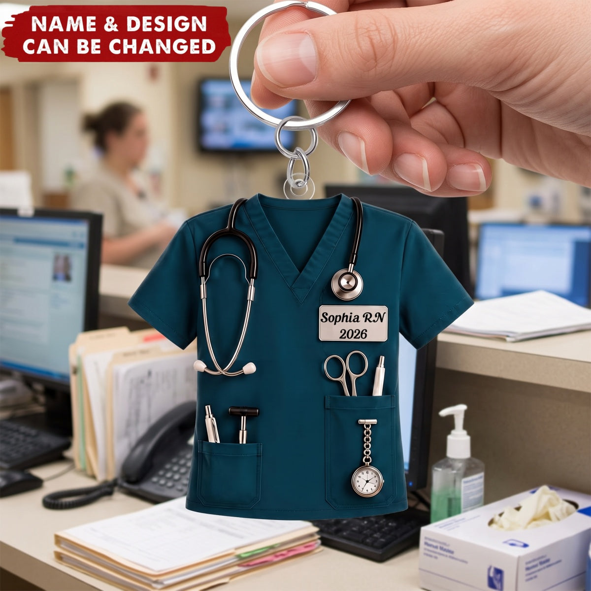 Nurse Scrubs – Personalized Acrylic Custom Shape Ornament