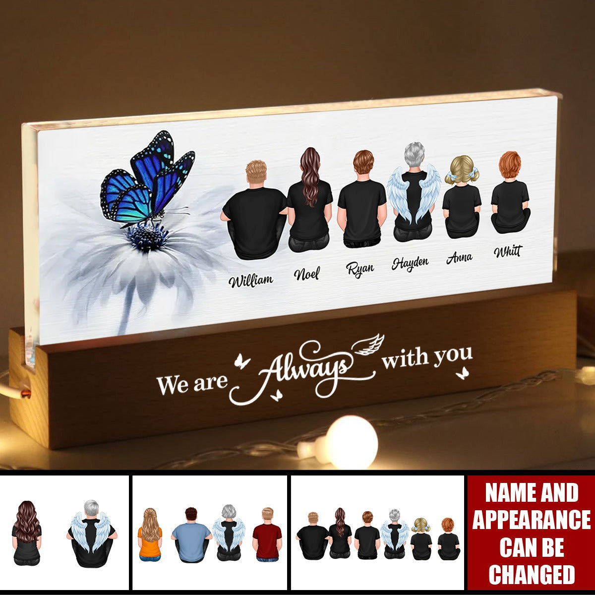 Butterfly I Am Always With You Memorial Personalized Acrylic Block LED Night Light
