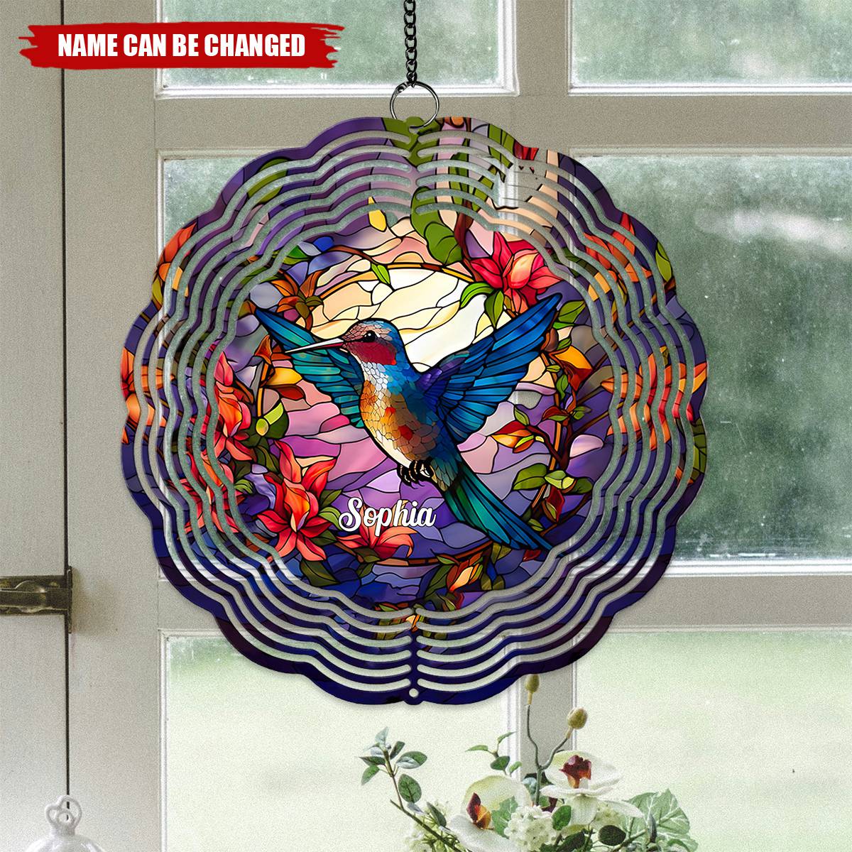 Stained Glass Hummingbird - Personalized Hummingbird Window Hanging Suncatcher Ornament