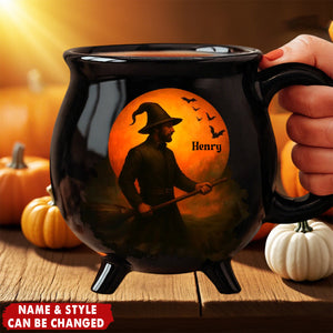 Witching You A Wicked Brew Personalized Witch Cauldron Coffee Mug Halloween Witchy Gifts