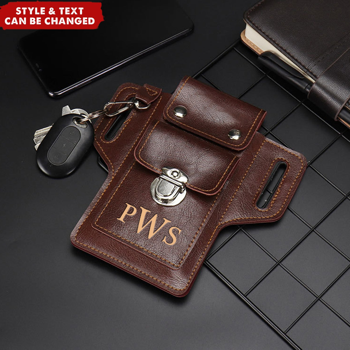 Personalized PU Leather Card Pouch Holsters Phone Waist Bag