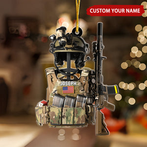 Tactical Gear Stand With Rack Personalized Christmas Ornament