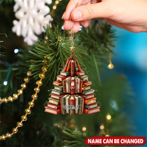 Bookish Christmas Book Tree Personalized Ornament - Gift For Book Lovers