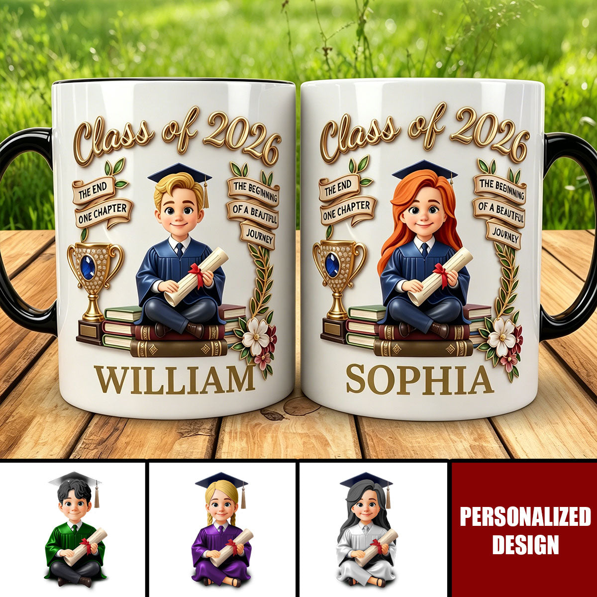 Class Of 2026 Accent Mug - Personalized Graduation Gift For Her, Him