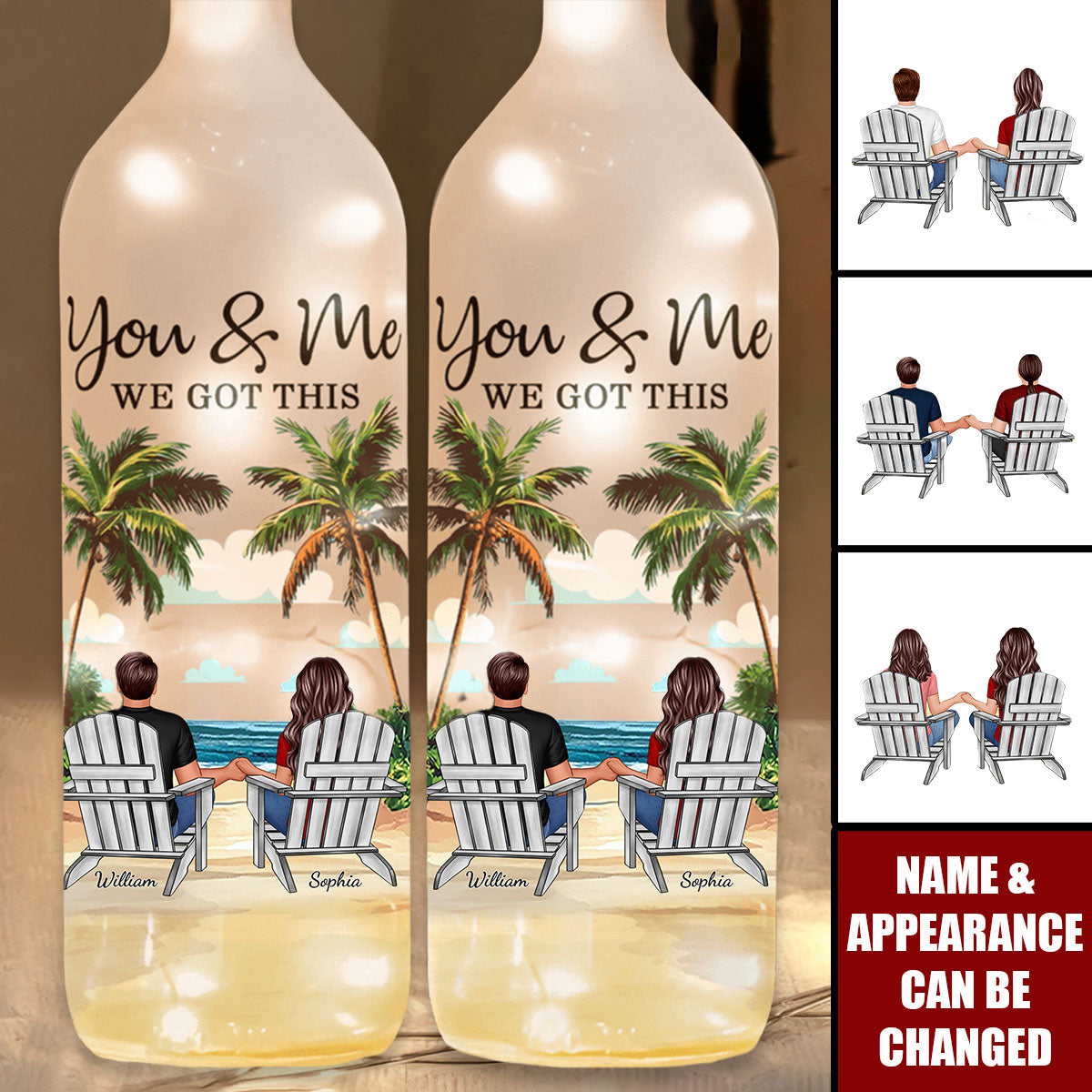 You & Me We Got This - Personalized Couple Bottle Lamp