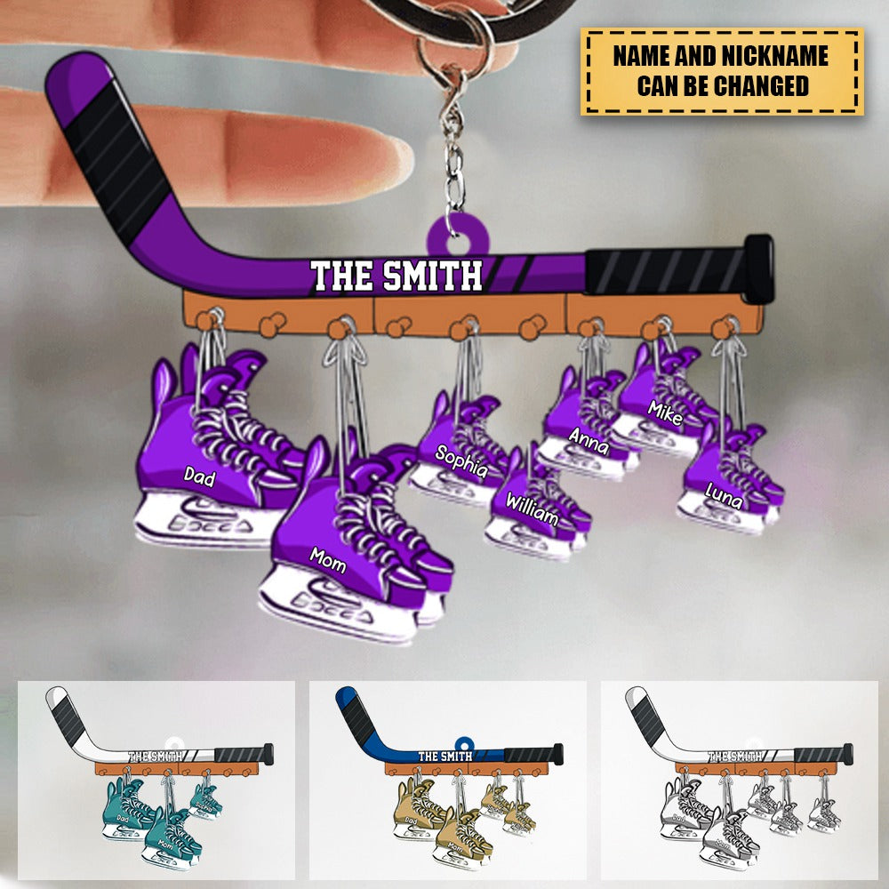 Personalized Ice Hockey Family Skates Keychain- Gift For Ice Hockey Lovers