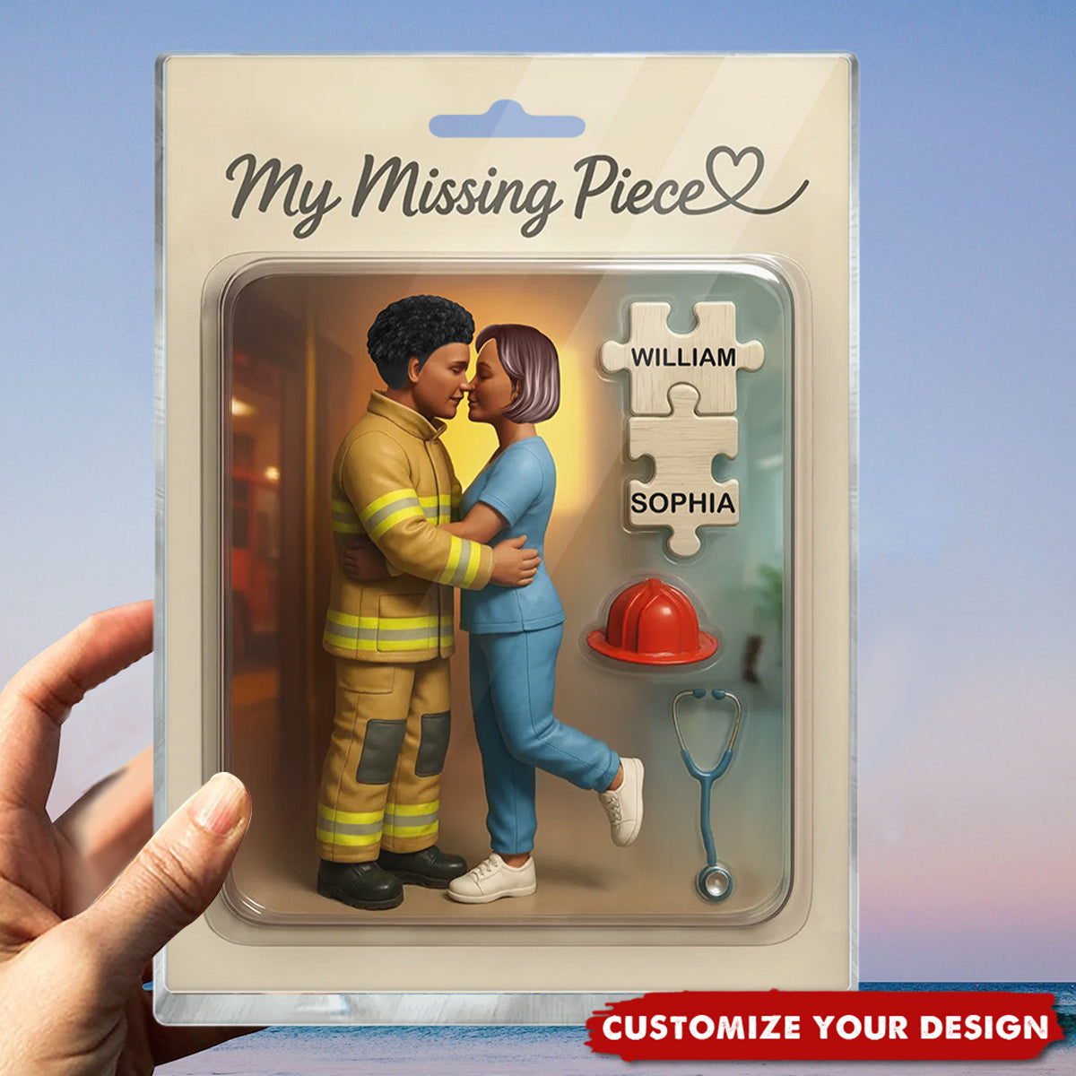 My Missing Piece Firefighter Nurse Couple Personalized Acrylic Plaque
