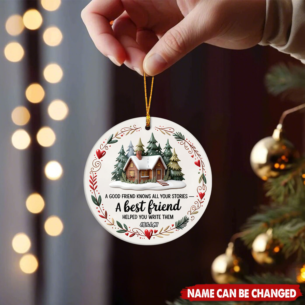 Best Friend Round Christmas Personalized Ceramics Ornament