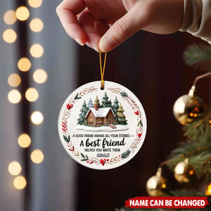 Best Friend Round Christmas Personalized Ceramics Ornament