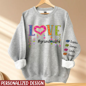 Colorful Love Grandma Auntie Mom Life Flower Kids Personalized 3D Sweatshirt