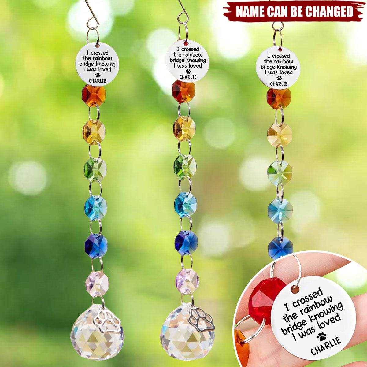 Forever In My Heart - Memorial Personalized Custom Rainbow Bridge Suncatcher - Sympathy Gift For Pet Owners, Pet Lovers
