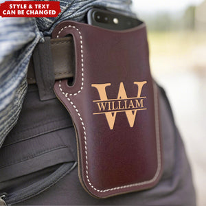 Personalized Men Leather Loop Pack Bag Pouch Case Cellphone Belt Waist Bag