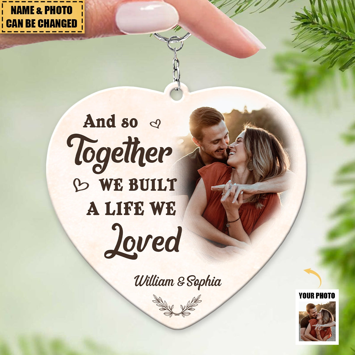 Custom Photo My Favorite Place In All The World Is Next To You - Couple Personalized Heart Acrylic Keychain