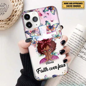 Faith Bible Verse Praying Messy Bun Woman Personalized Phone case