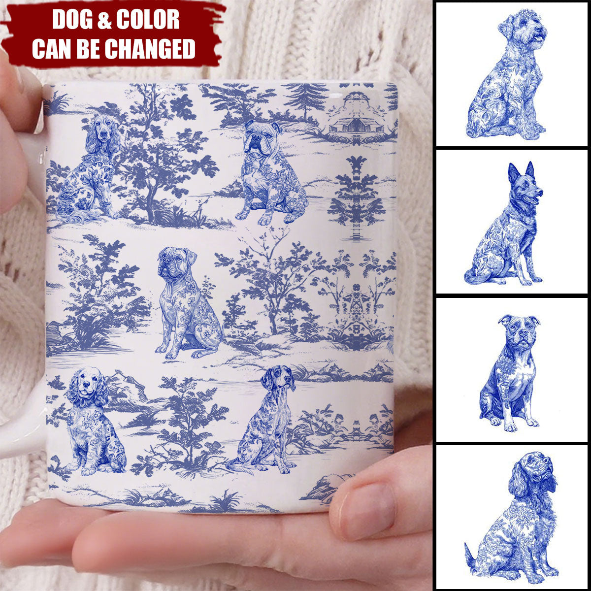 Dog Lover Toile De Jouy French Style - Personalized Mug