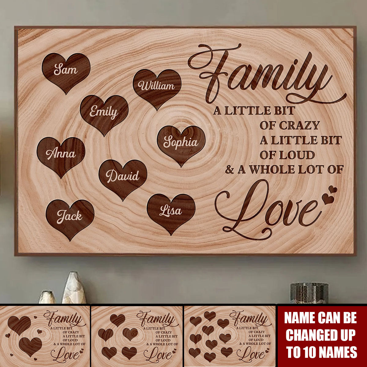 Custom Name Family A Little Bit Of Crazy - Personalized Customized Canvas - Gift For Family Members