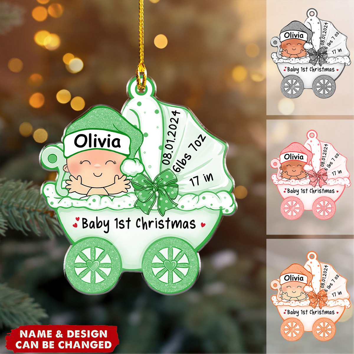 Baby Stroller Baby First Christmas - Personalized Acrylic Ornament
