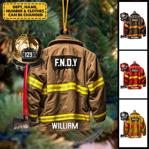 Firefighter Uniform Design Personalized Acrylic Ornament – Ideal Firefighter Gift