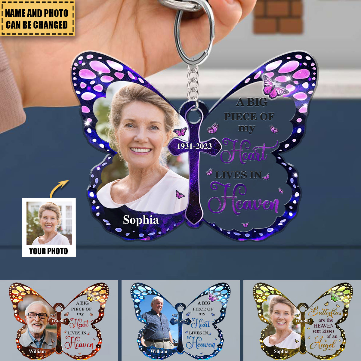 I Am Always With You Butterfly Shape Upload Photo Personalized Keychain