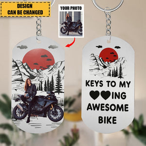 My Awesome Bike - Personalized Stainless Steel Photo Keychain