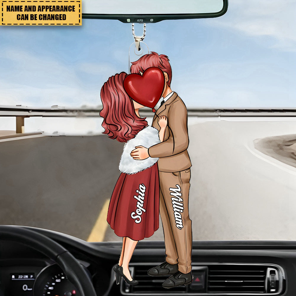 Hugging and kissing couples - Personalized Acrylic Ornament - Birthday Gift For Spouse, Lover, Husband, Wife, Boyfriend, Girlfriend