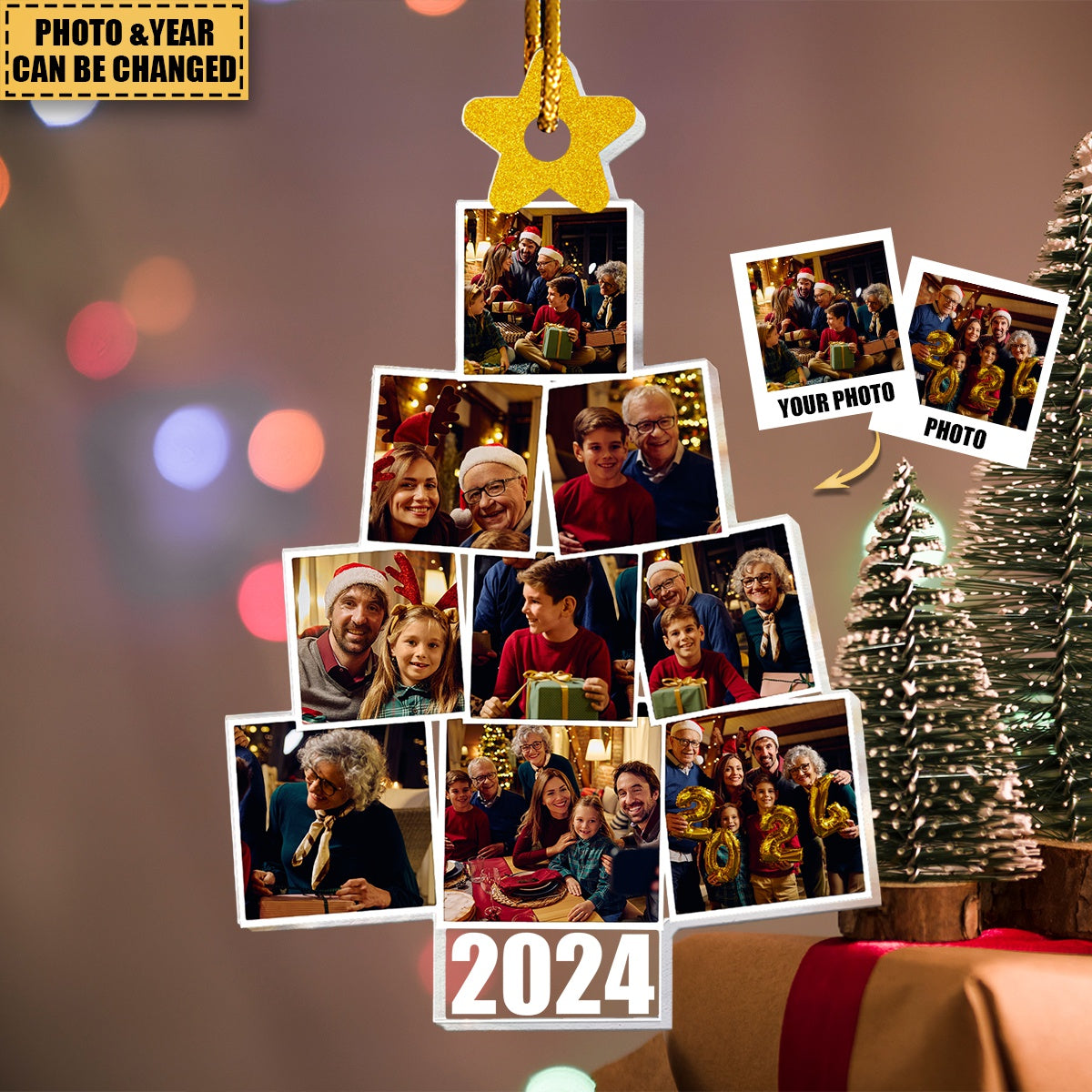 Photo Family Tree - Personalized Christmas Family Photo Ornament