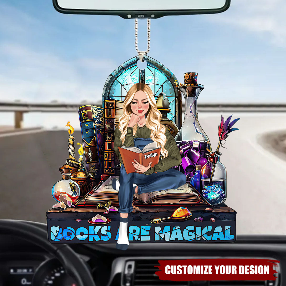 Reading Book Magical - Personalized Acrylic Car Ornament, Gift For Book Lover