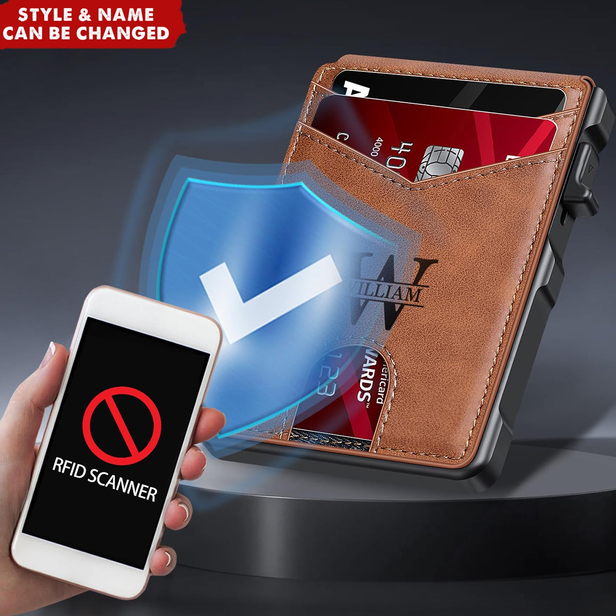 RFID Blocking Bifold with Pop-Up Card Case Personalized AirTag Wallet