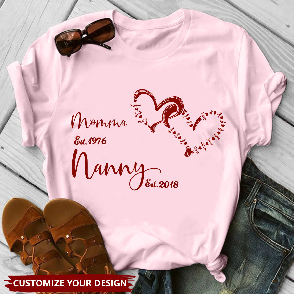 Mom Est Grandma Est - Personalized T-Shirt
