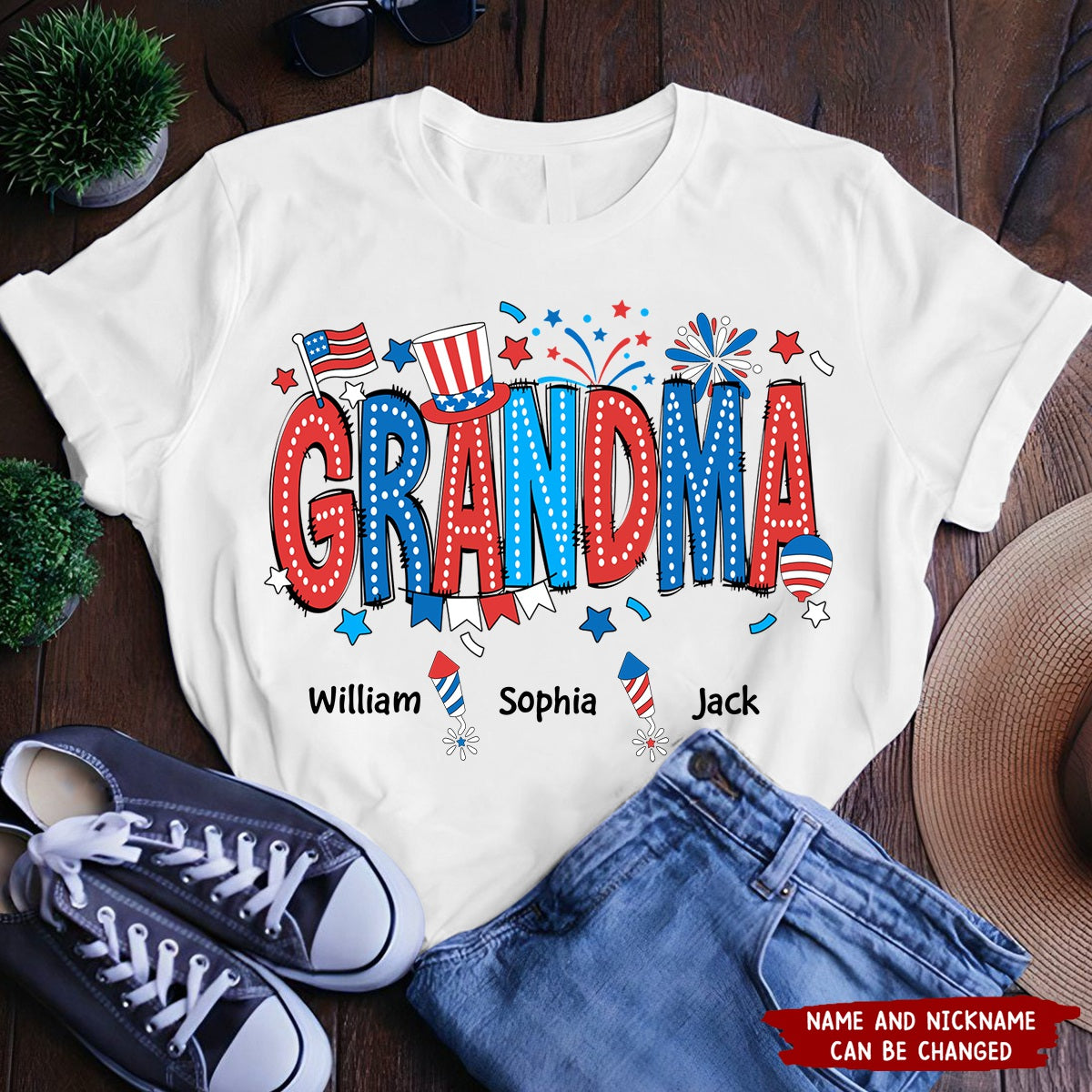 4th of July Grandma Mama Mimi Personalized T-shirt