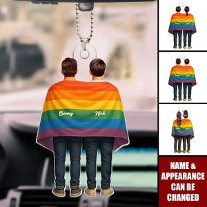Pride Month LGBT Couple Love Wins Personalized Acrylic Car Ornament