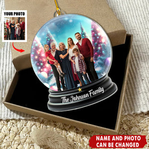 Family Christmas Scene Upload Photo - Personalized Christmas Acrylic Ornament