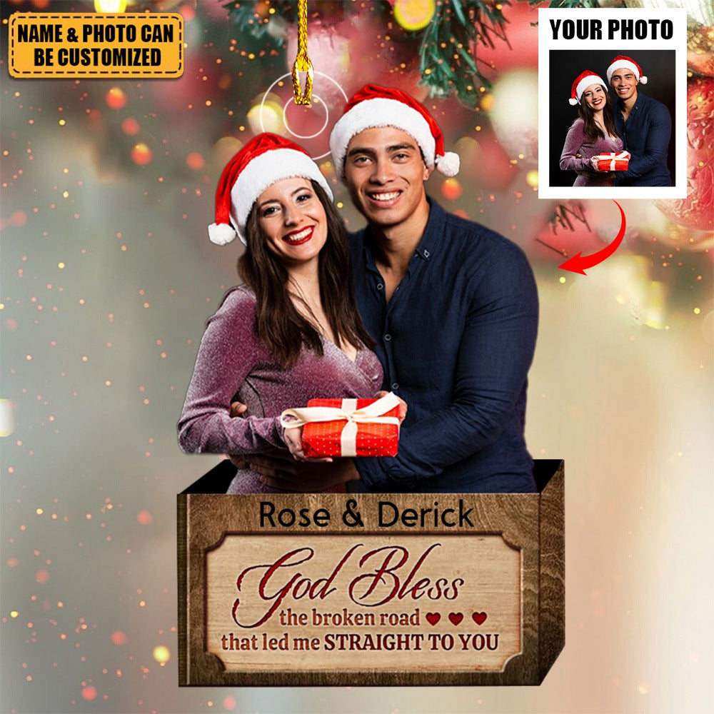 Custom Couple Photo From Our First Kiss Personalized Ornament