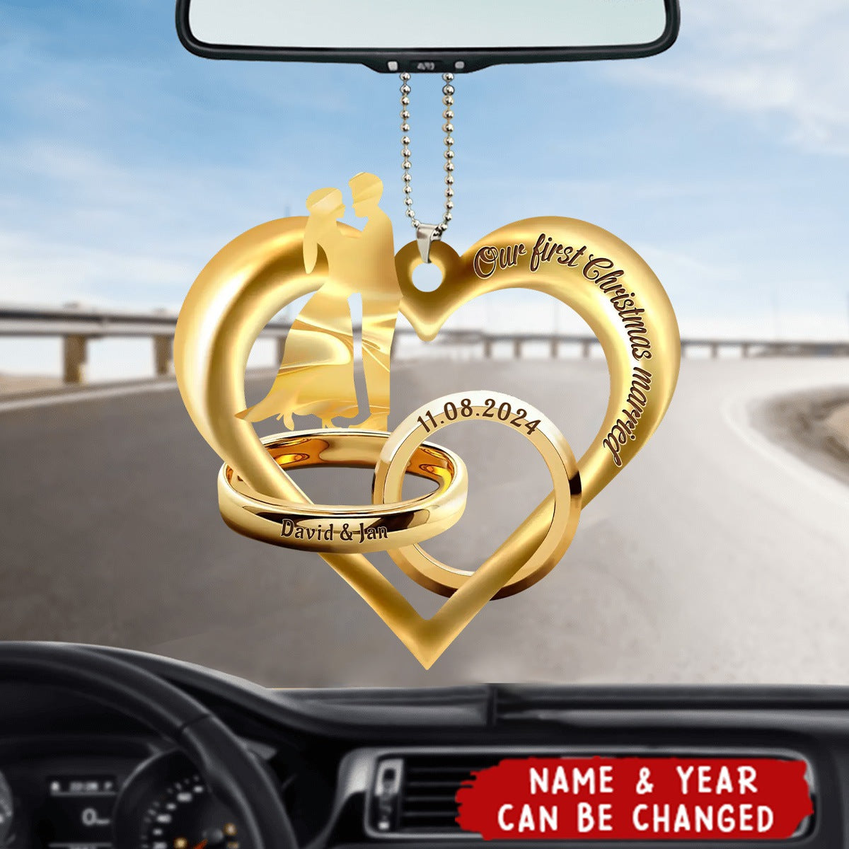Custom Personalized Rings Of Love Acrylic Ornament - Gift Idea For Couple