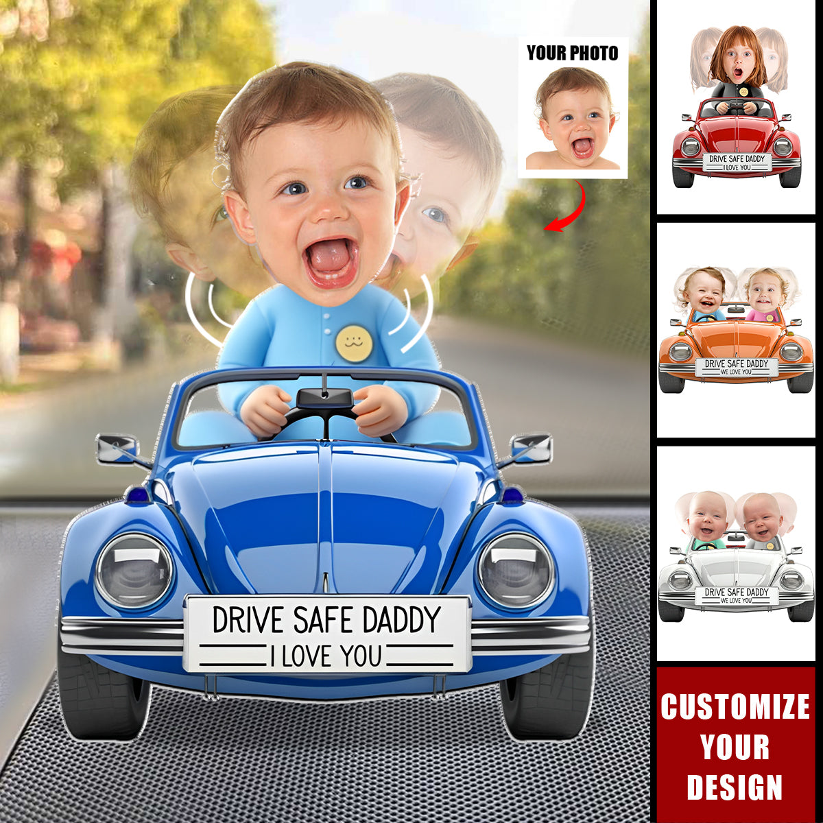 Drive Safe Daddy - Personalized Photo Shaking Head Acrylic Standee
