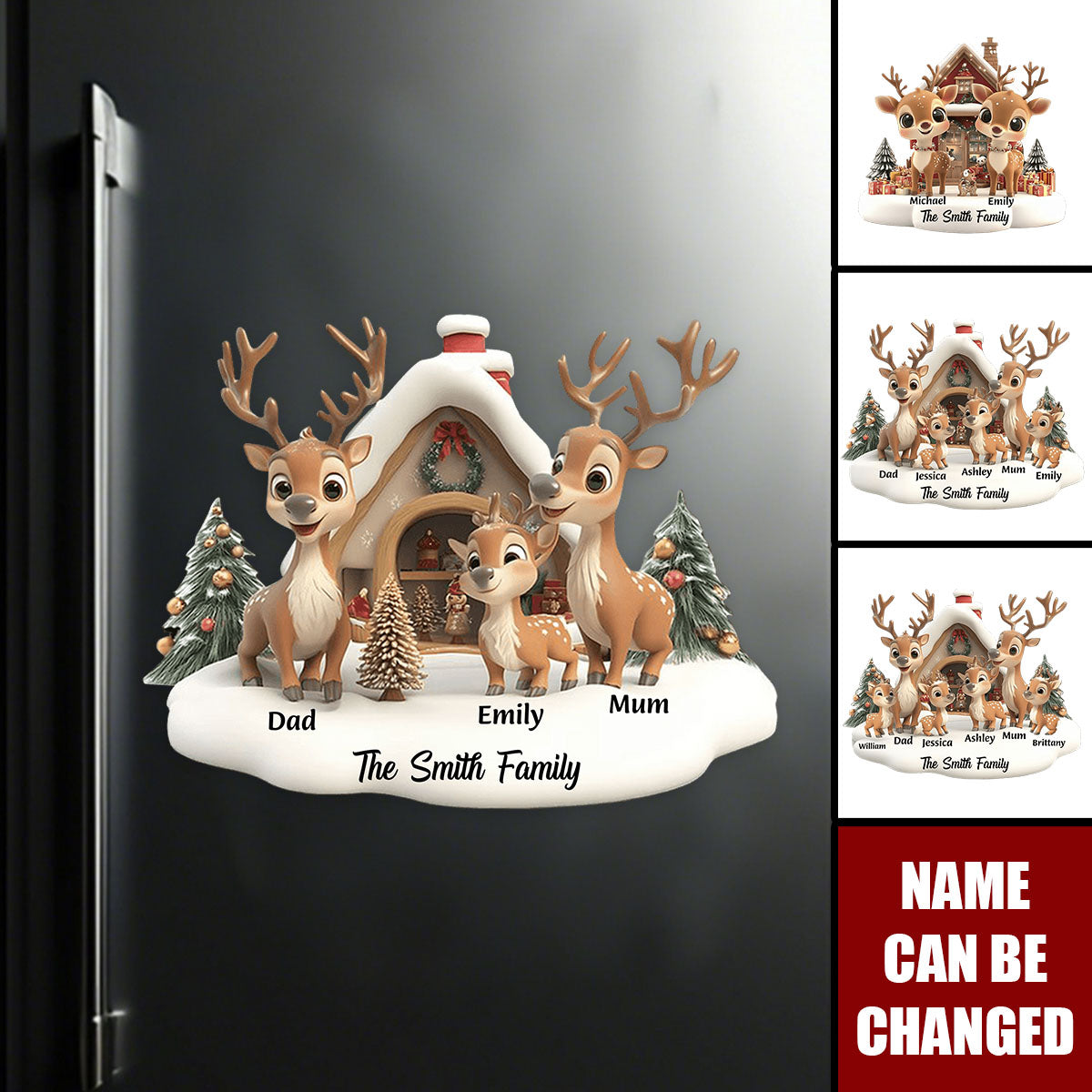 Reindeer Family - Personalized Christmas Decal, Gift For Family Members