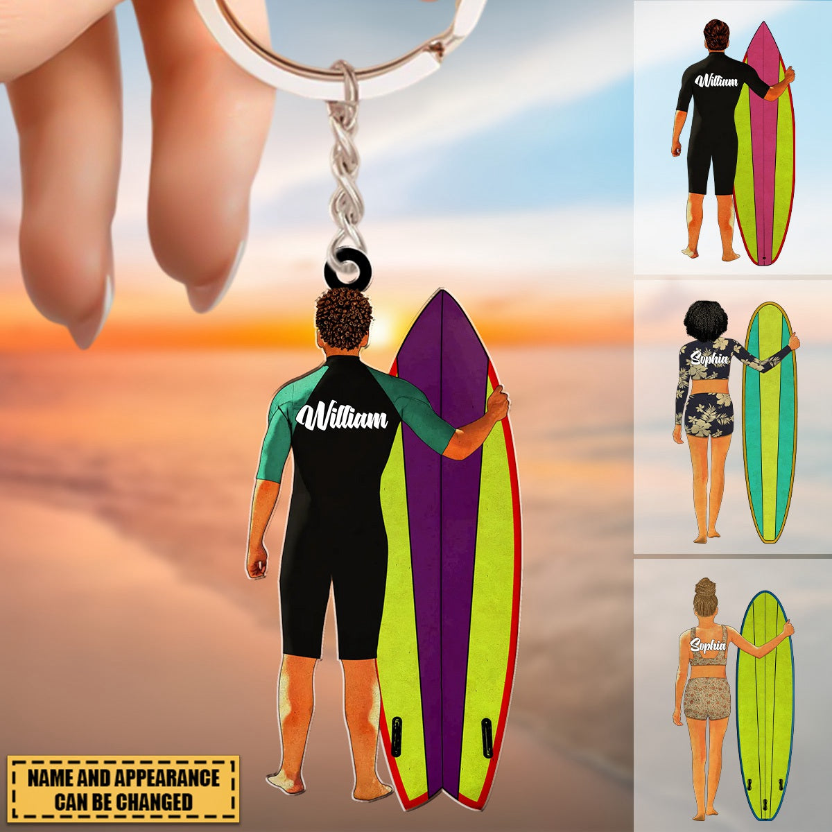 Personalized Surfing Keychain, Gifts For Surfers, Sport Gifts For Surfing Lover