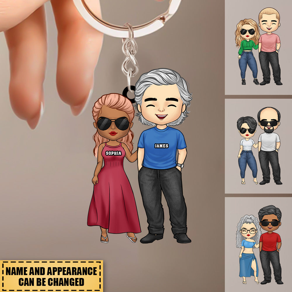 I'm Grateful To Have You In My Life - Couple Personalized Custom Heart Shaped Acrylic Keychain - Gift For Husband Wife, Anniversary