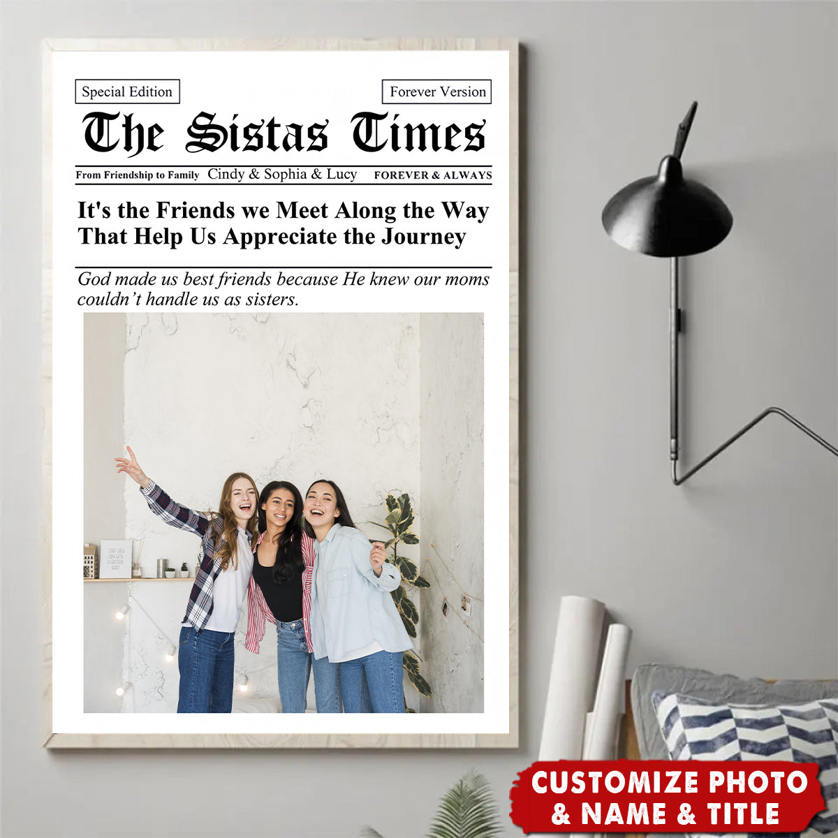 Newspaper The BFF Times - Upload Best Friend, Bestie Photo - Personalized Photo Poster