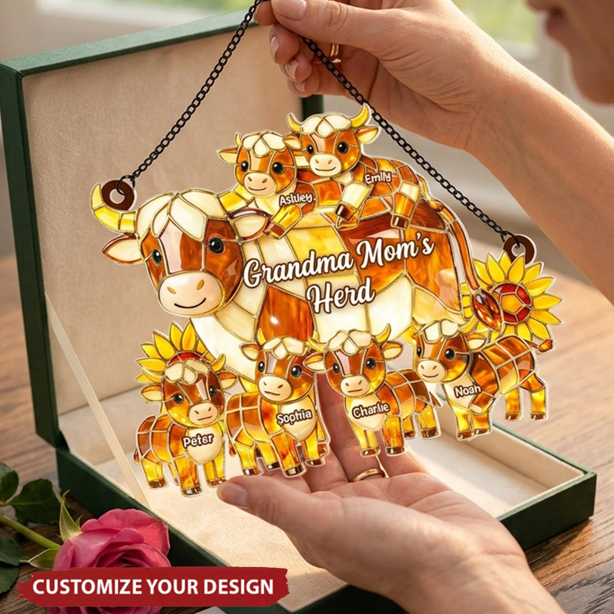 Grandma Mom's Herd - Personalized Suncatcher Ornament