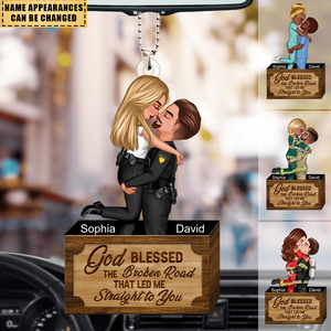 Personalized Couple Portrait, Firefighter, Nurse, Police Officer, Teacher Car Ornament Gifts by Occupation