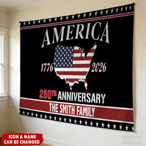 Personalized Family Name America 250th Anniversary Banner House Flag