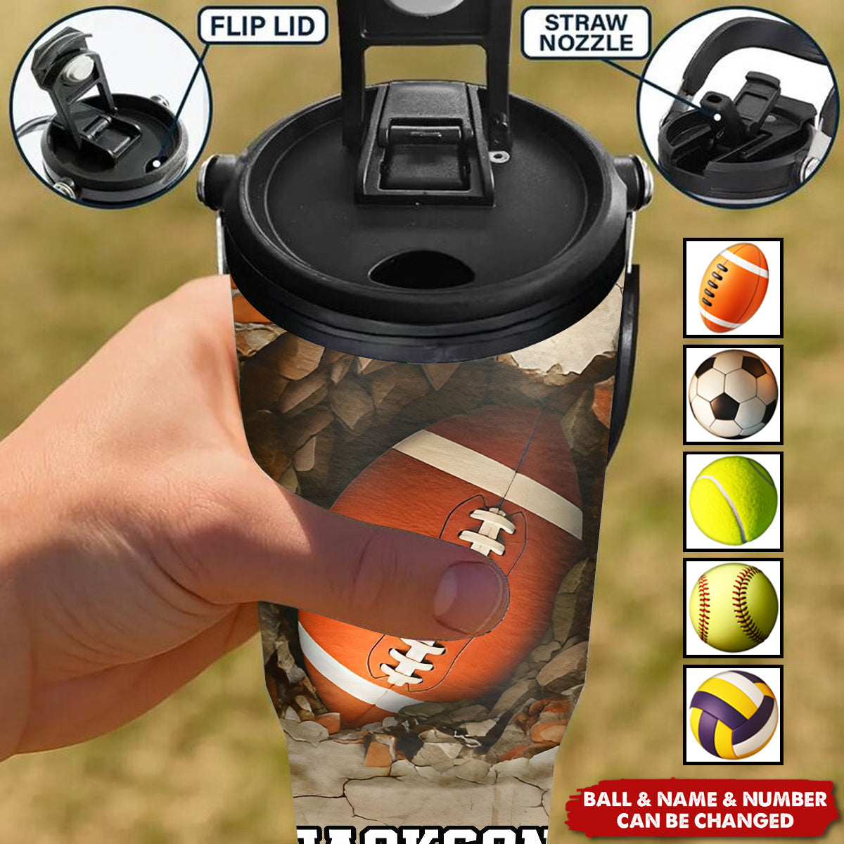 Sport Gifts For Kid - Personalized 30oz Tumbler With Handle