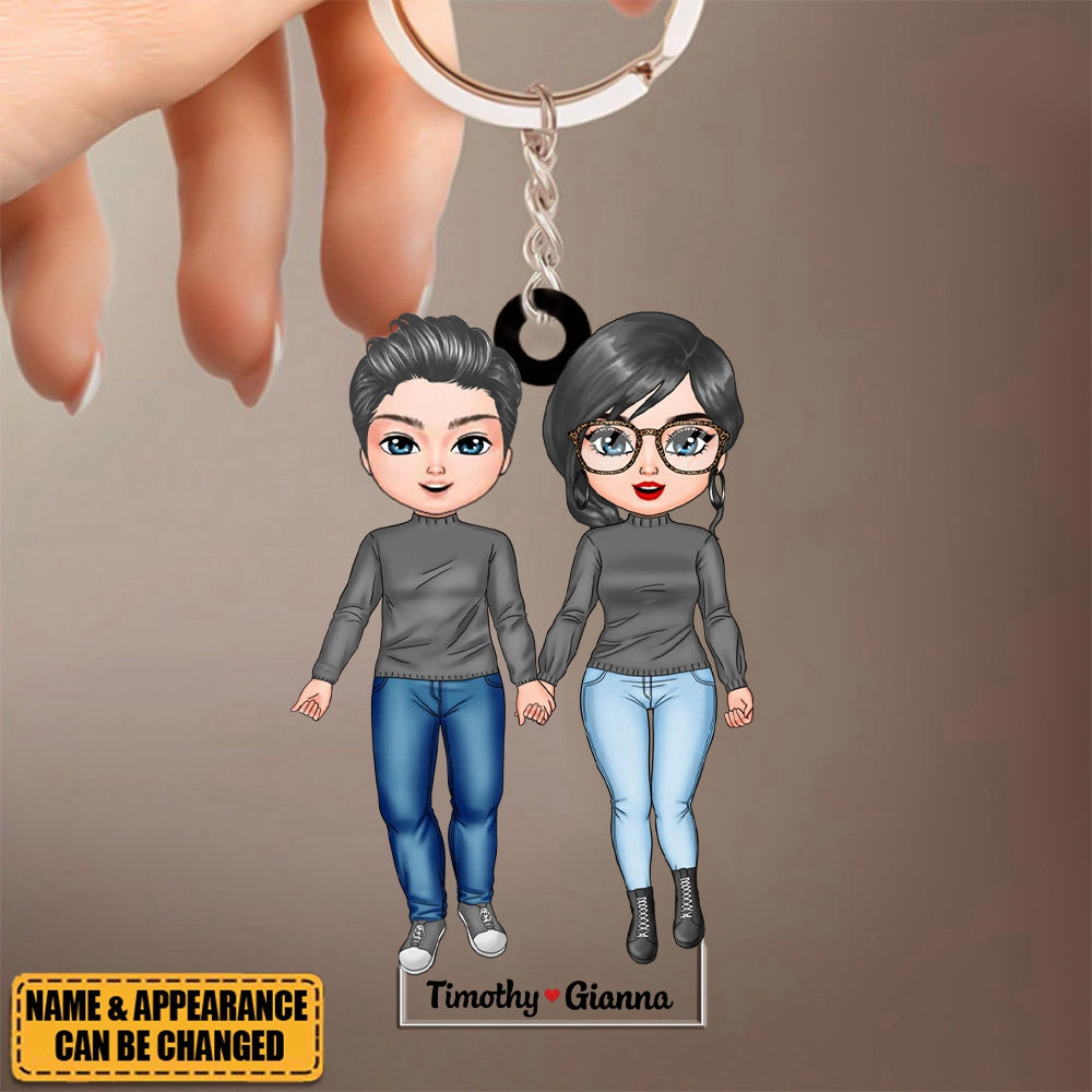 Lovely Standing Couple - Personalized Acrylic Keychain,  Valentine's Day Gift For Couple