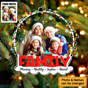 Family Christmas Upload Photo Ornament